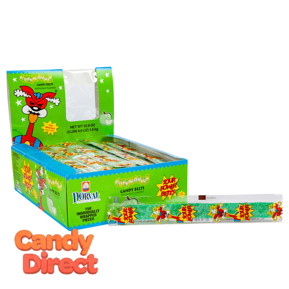  Sour Power Belts Green Apple - Wrapped 150ct 