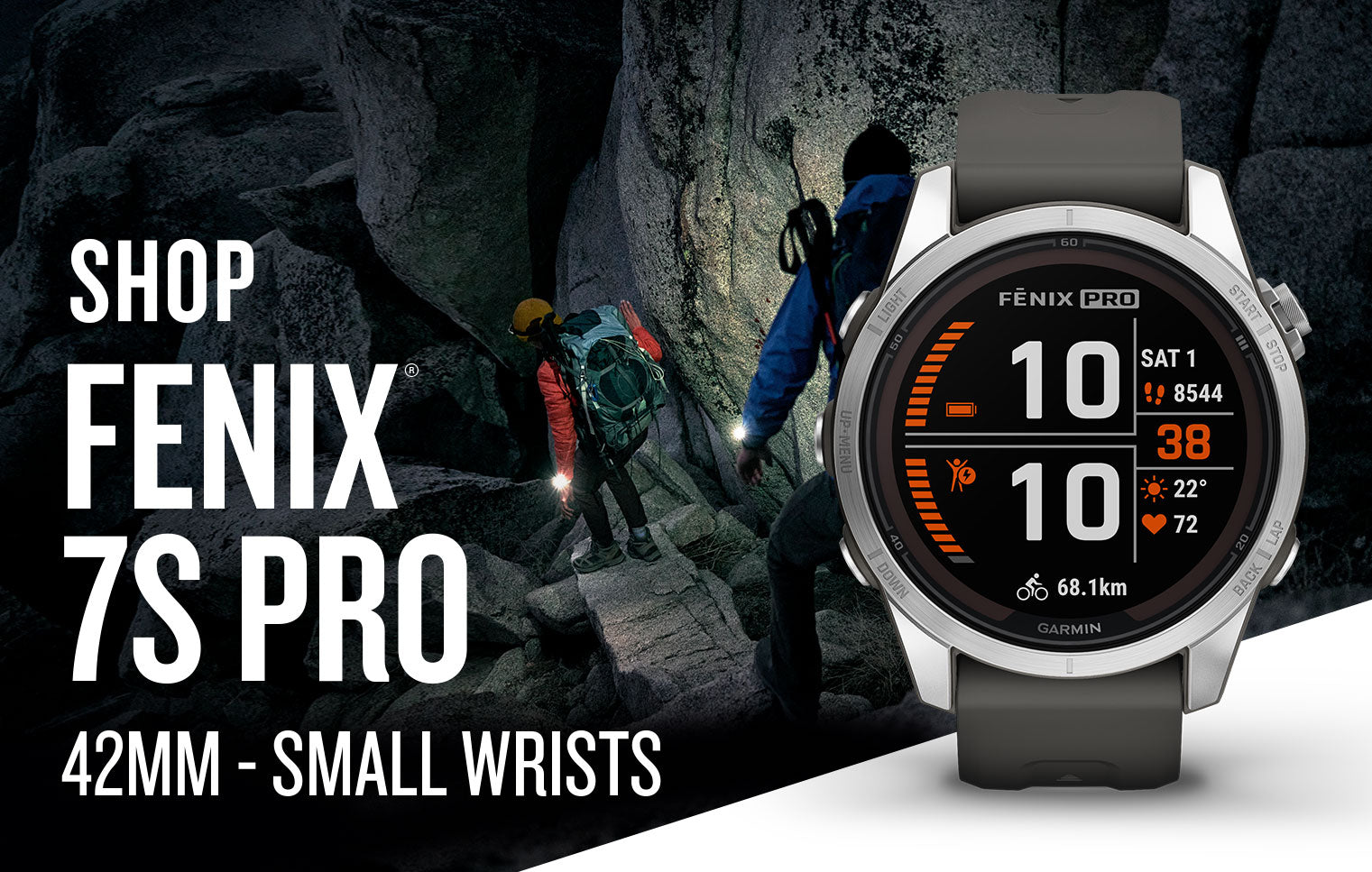 Garmin fenix 7S, smaller sized adventure smartwatch, rugged