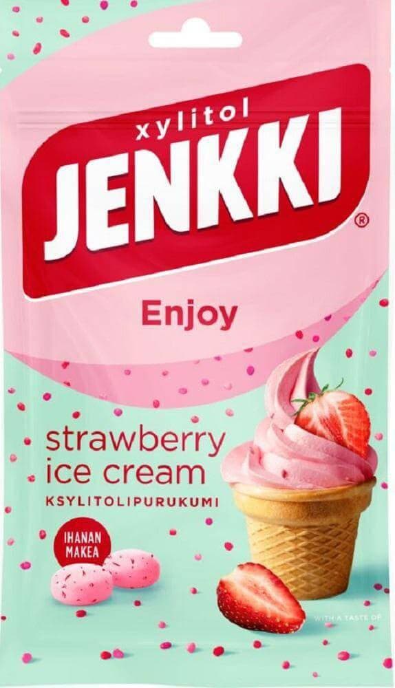 Enjoy Strawberry Ice Cream 70g, 10-Pack | Finnish Chewing Gum