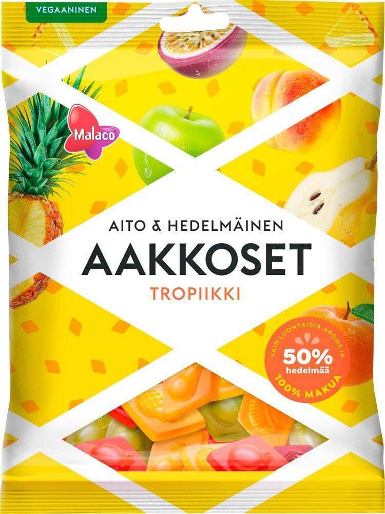 Malaco Aakkoset Tropiikki 230g | Finnish Candy