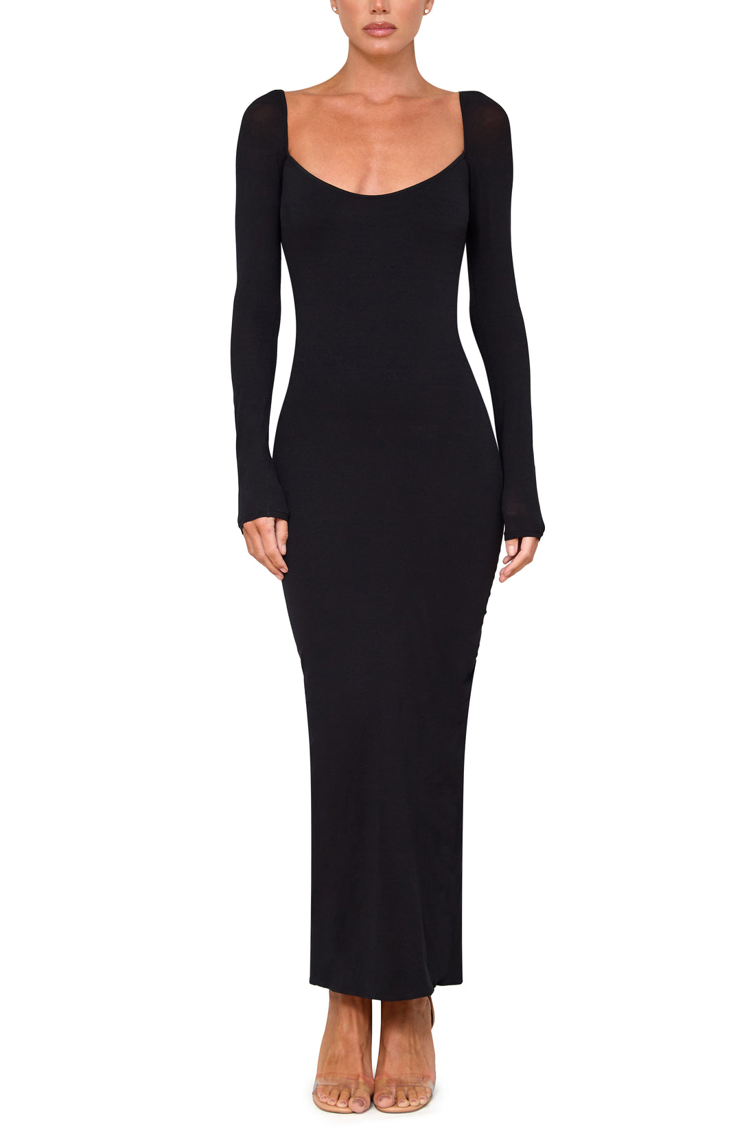 Long Sleeve Gown With Cut Out Neckline And Cut Out Slit – LaQuan Smith