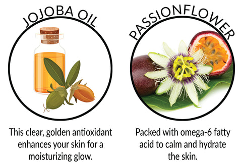 Jojoba oil and passionflower ingredients