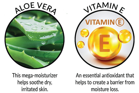 Ingredients Aloe Vera and Vitamin E are beneficial to the skin.