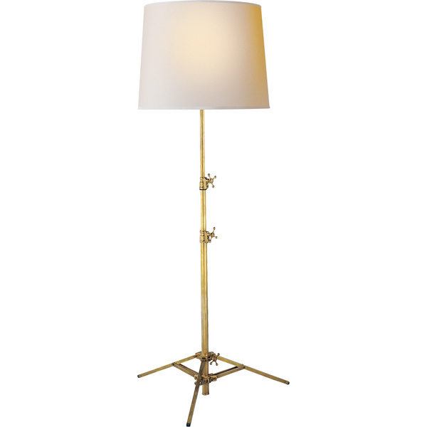 Halcyon Accent Table Lamp in Quartz with Antique Brass Shade