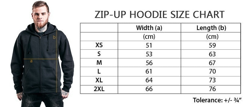 Gildan Zip Up Hoodie Size Chart