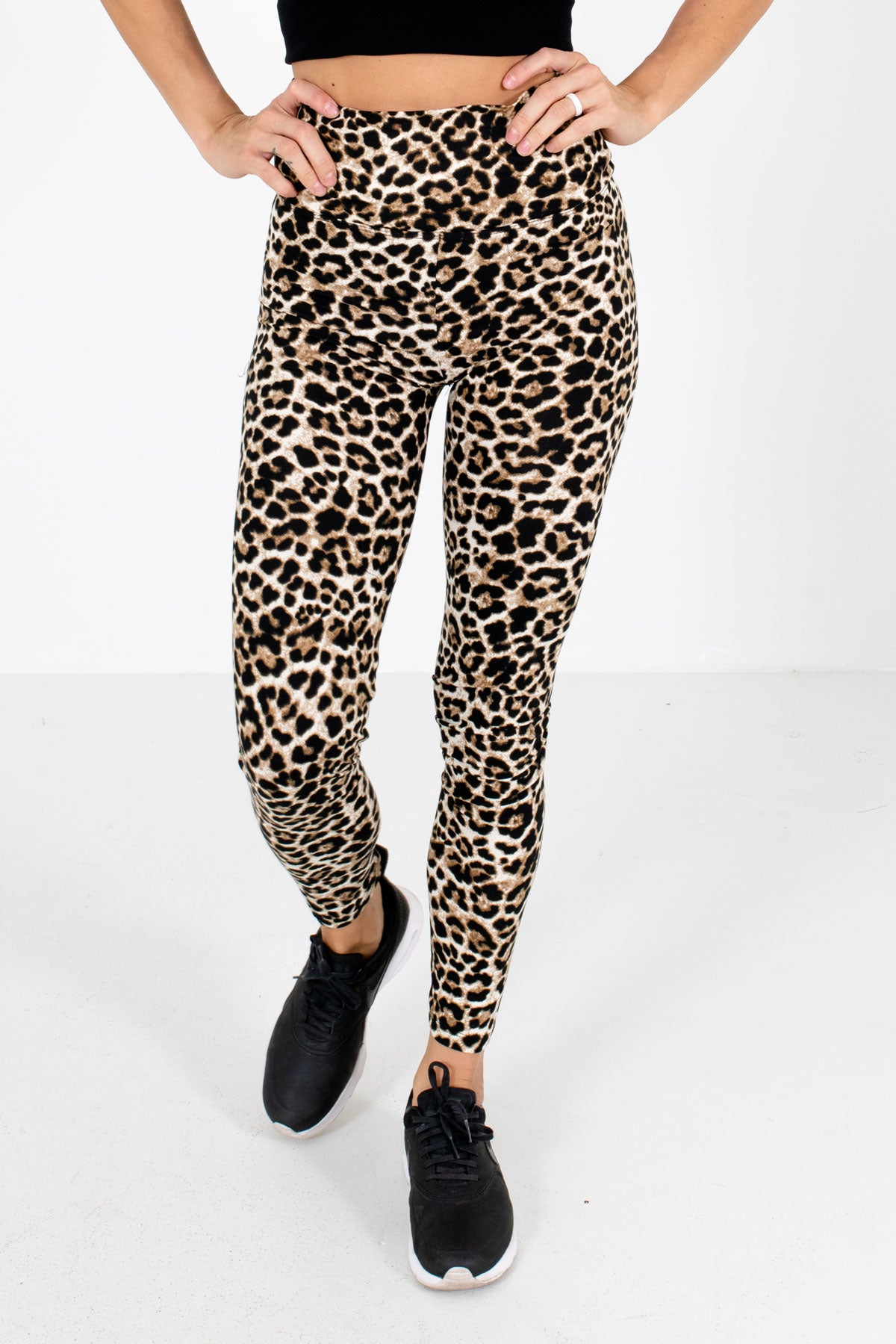 Beige Active Leopard Print Leggings | Boutique Activewear for Women