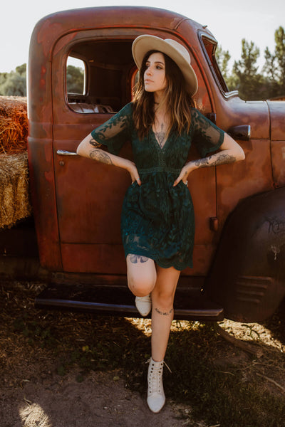 dark teal lace dress