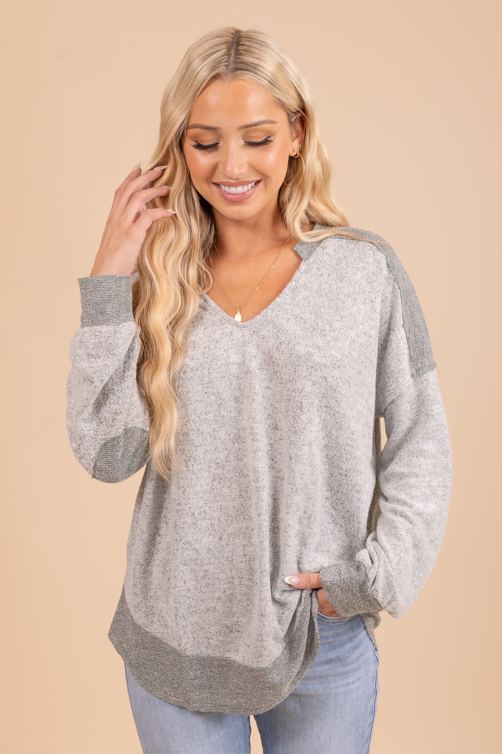 New Lunya Cozy cotton silk pullover restful grey heather sweater Size L