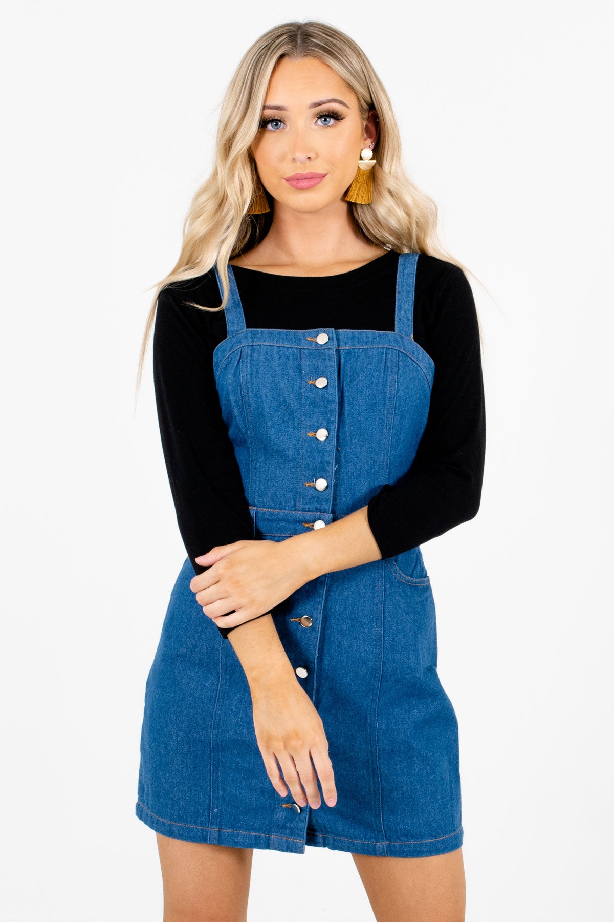 denim button dress