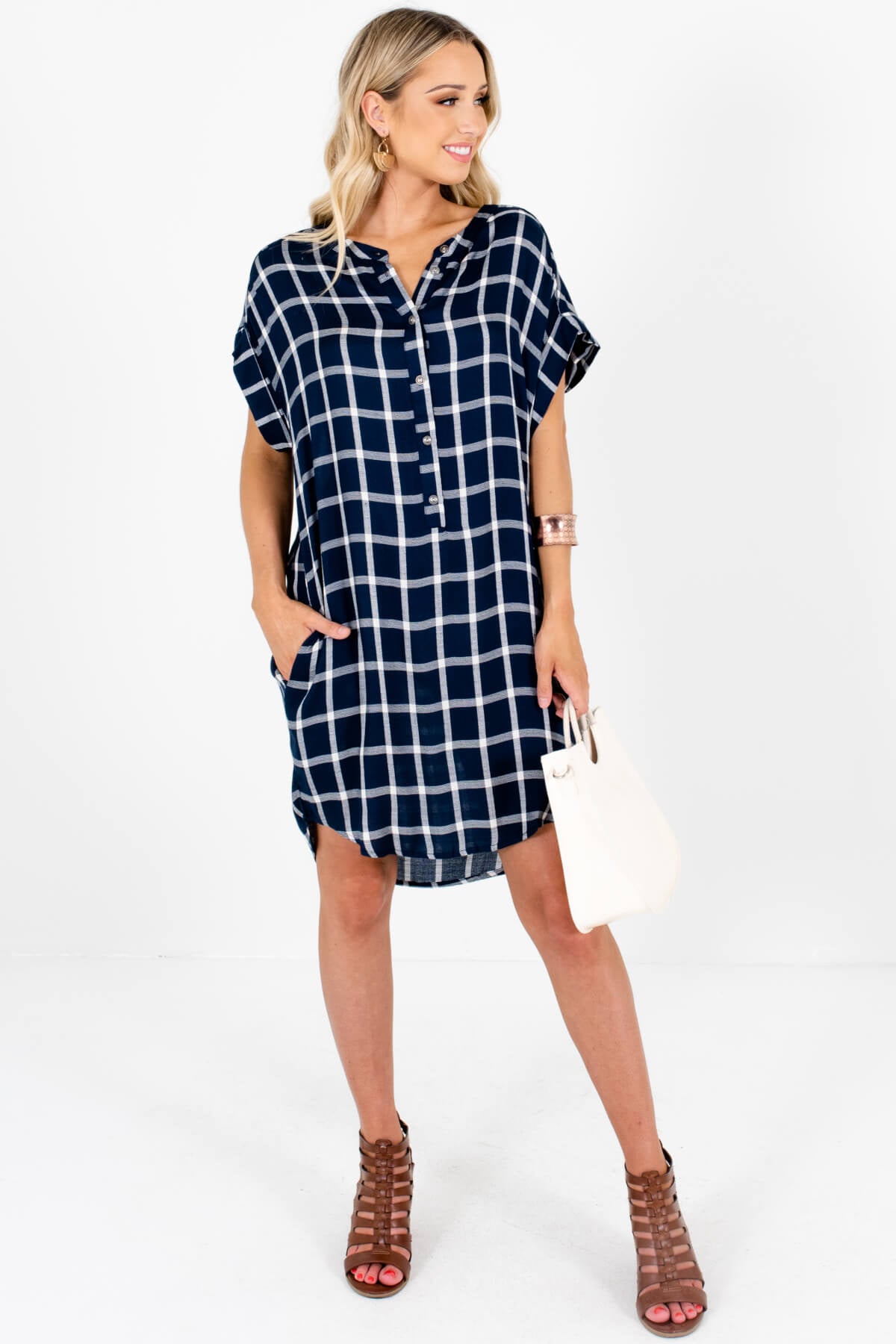 Back to School Navy Plaid Mini Dress | Boutique Dresses