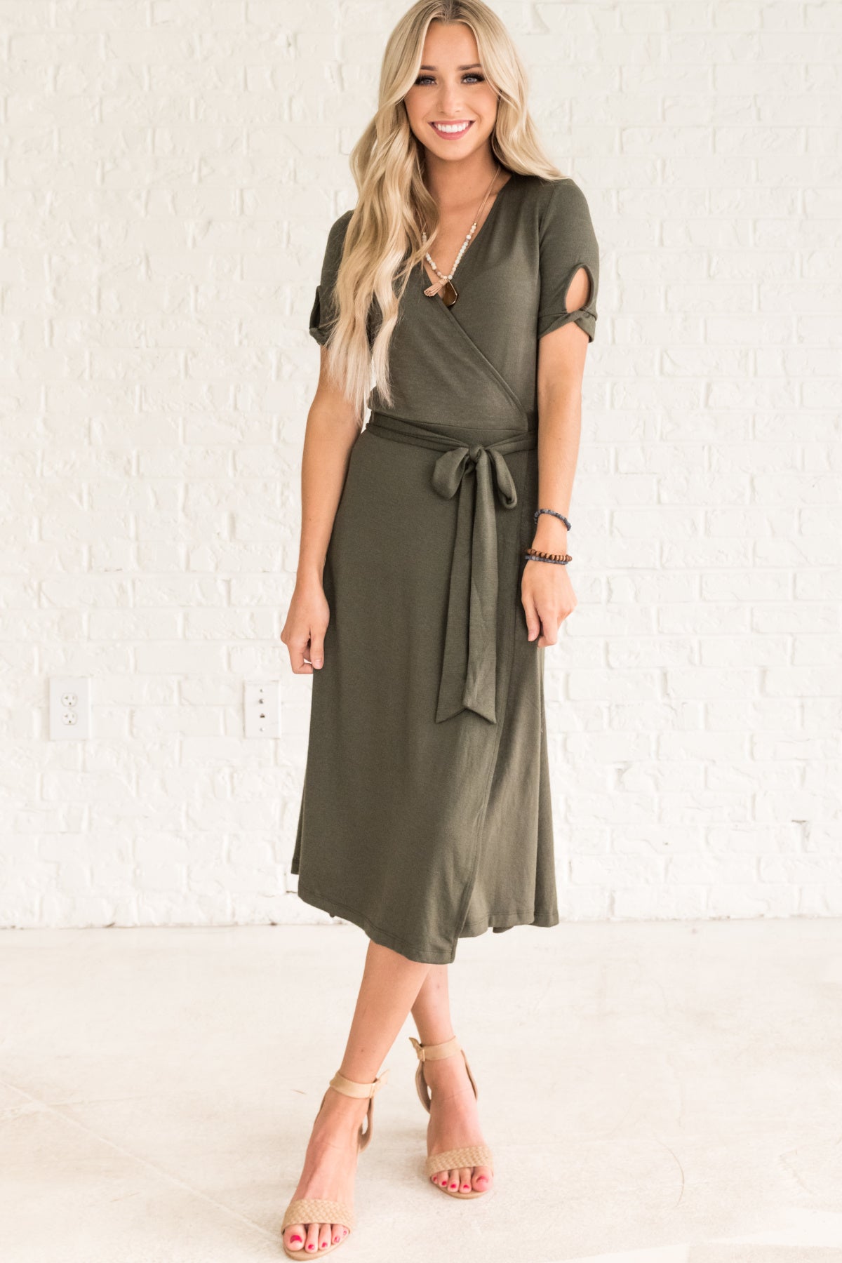 olive green dress casual