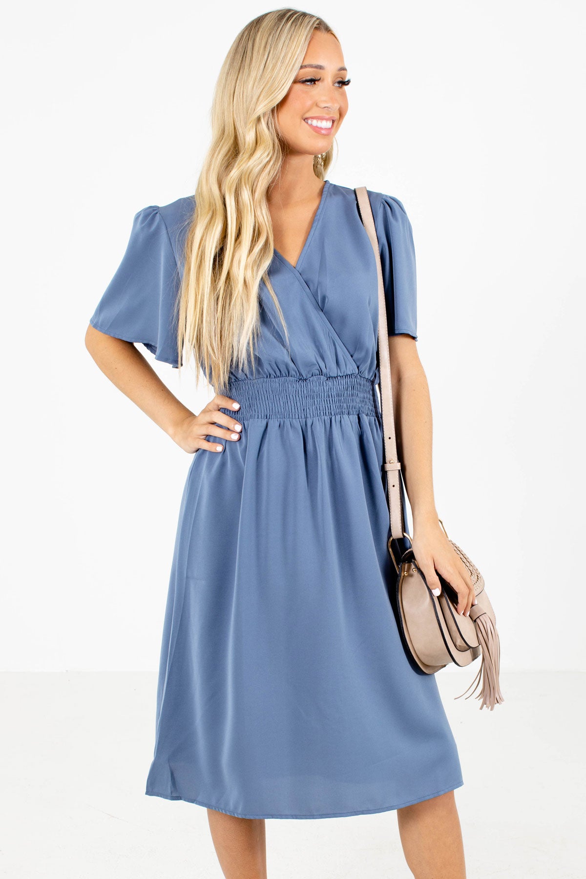 Before You Go Blue Knee-Length Dress | Blue Boutique Dress - Bella Ella ...