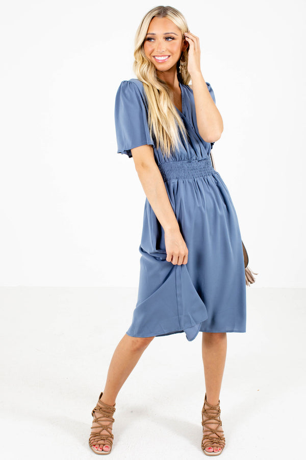 Before You Go Blue Knee-Length Dress | Blue Boutique Dress - Bella Ella ...