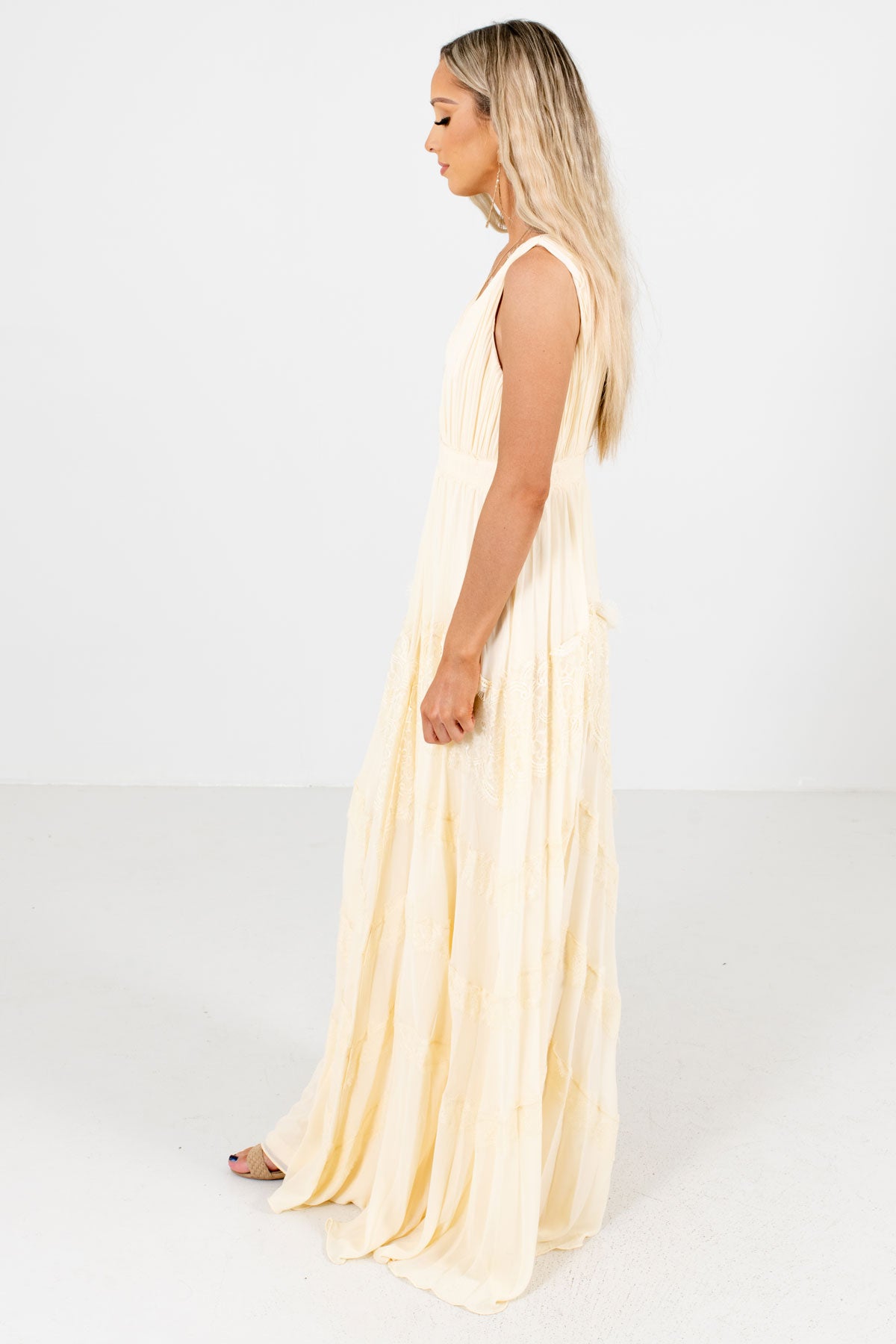 womens cream maxi dress