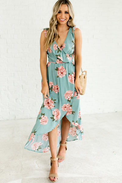 teal floral maxi dress