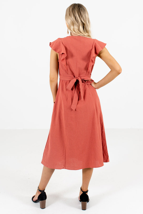 Break The Rules Orange Striped Midi Dress | Boutique Midi Dress - Bella ...