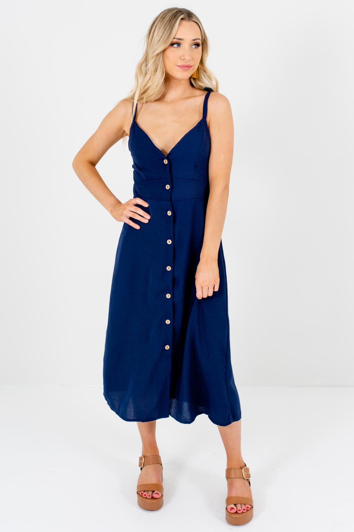 Break Away Navy Midi Dress Boutique Midi Dresses For Women Bella Ella Boutique 4404