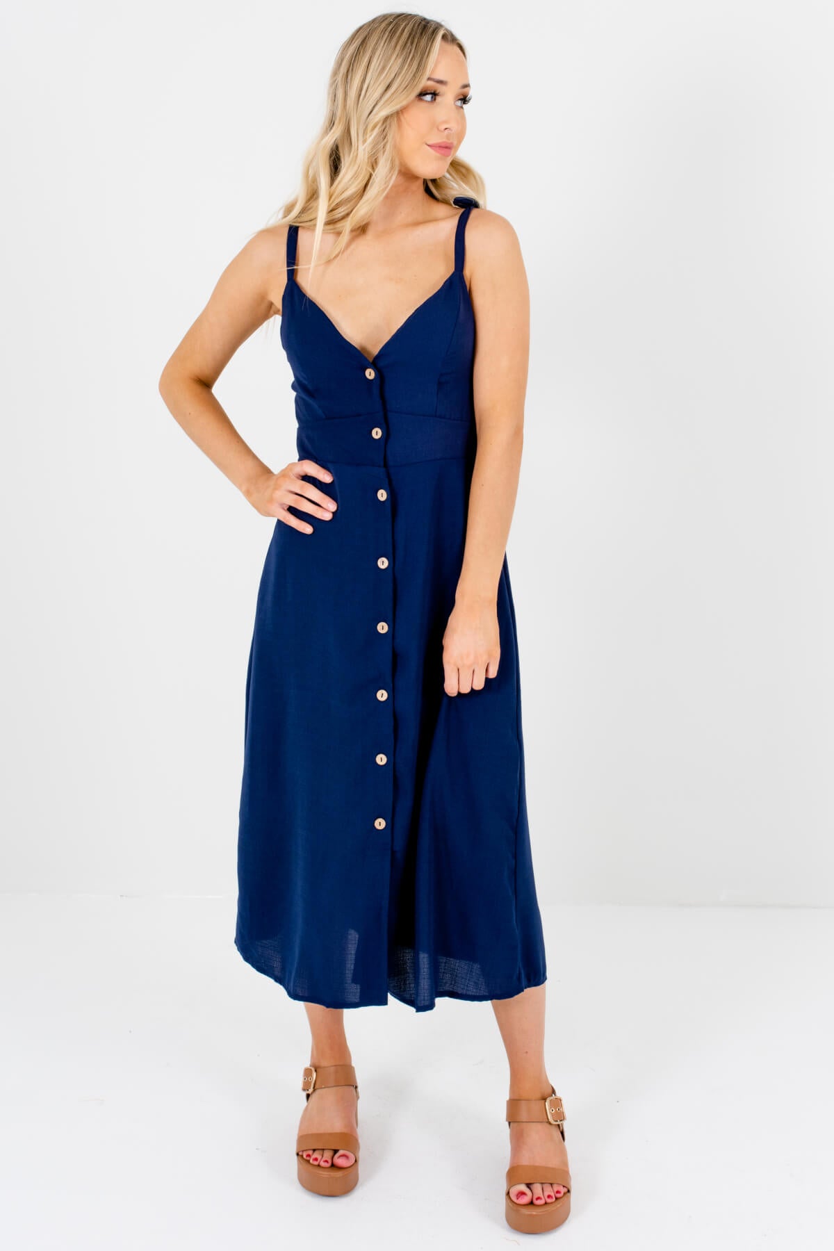 Break Away Navy Midi Dress | Boutique Midi Dresses for Women - Bella ...