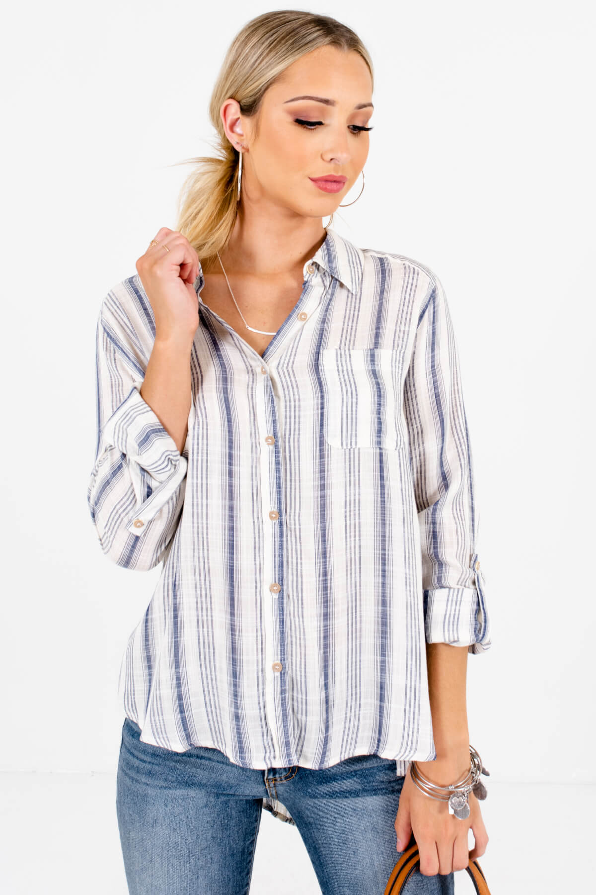business casual striped shirt