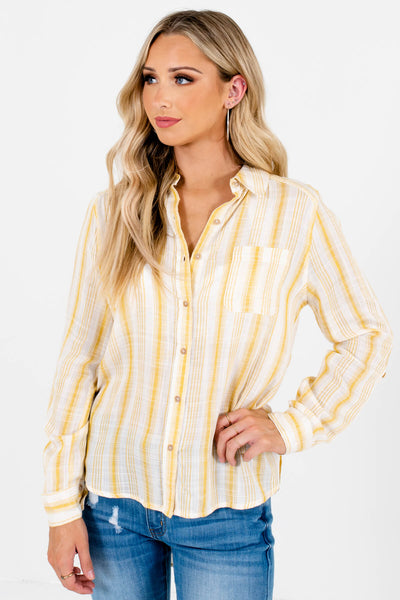 Business Casual Yellow Striped Shirt 