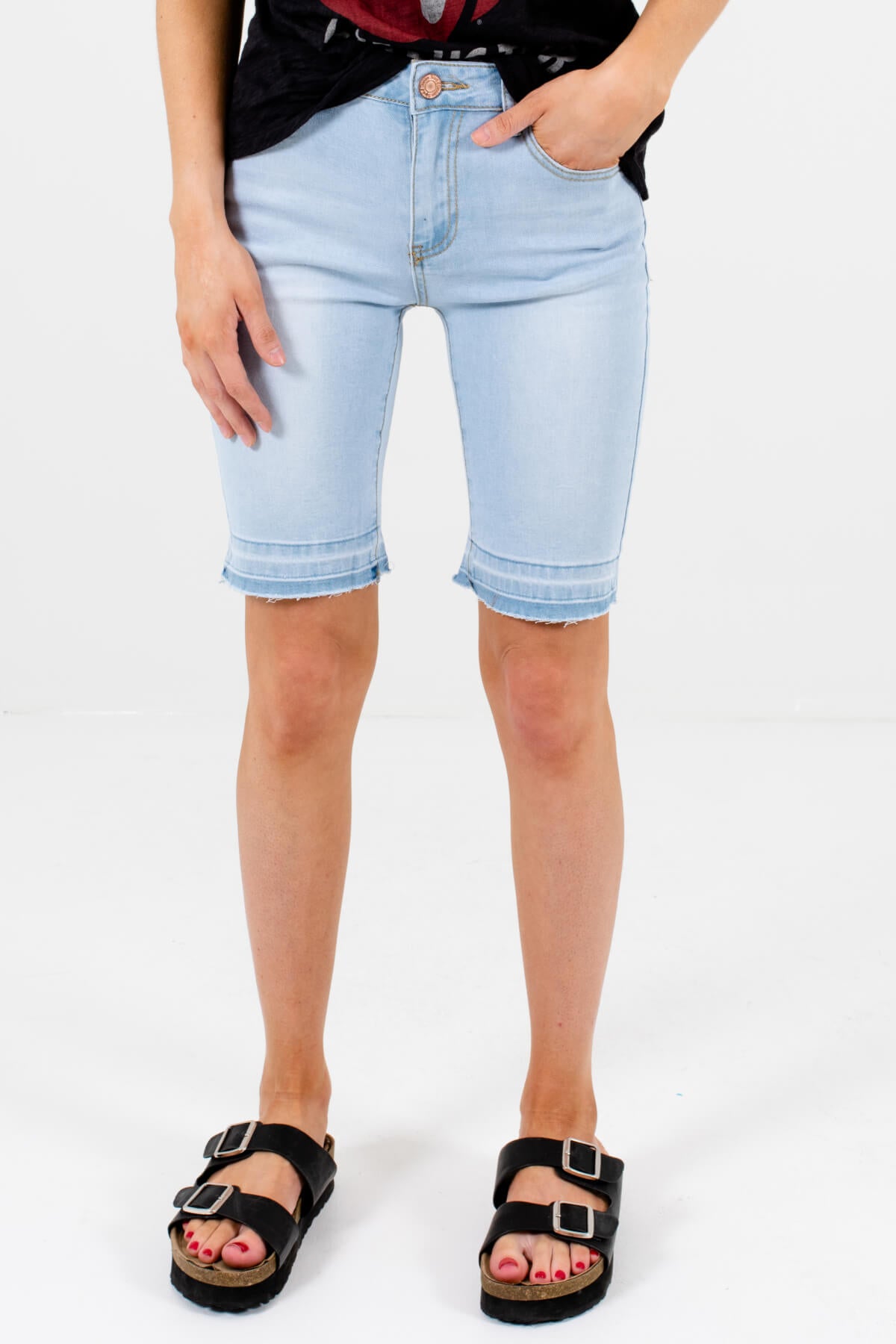 blue jean bermuda shorts