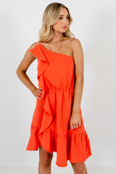 dark orange ruffle dress