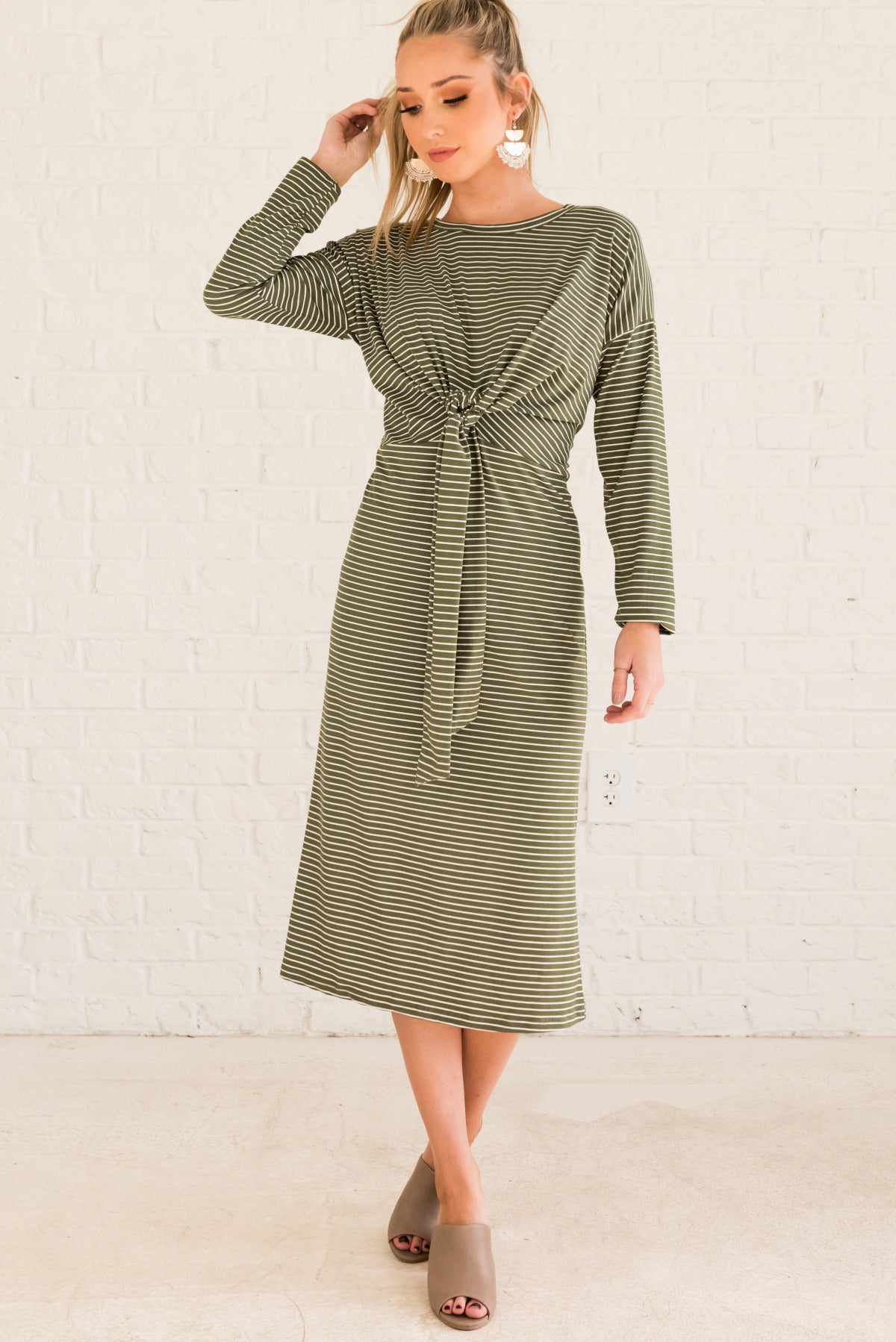 olive green dress women