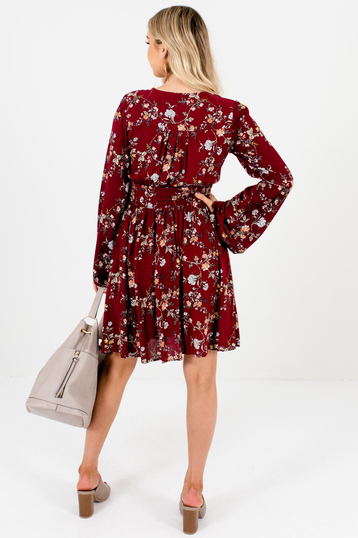 burgundy flower dress