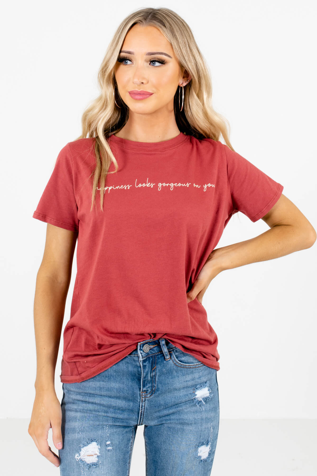 womens red tee