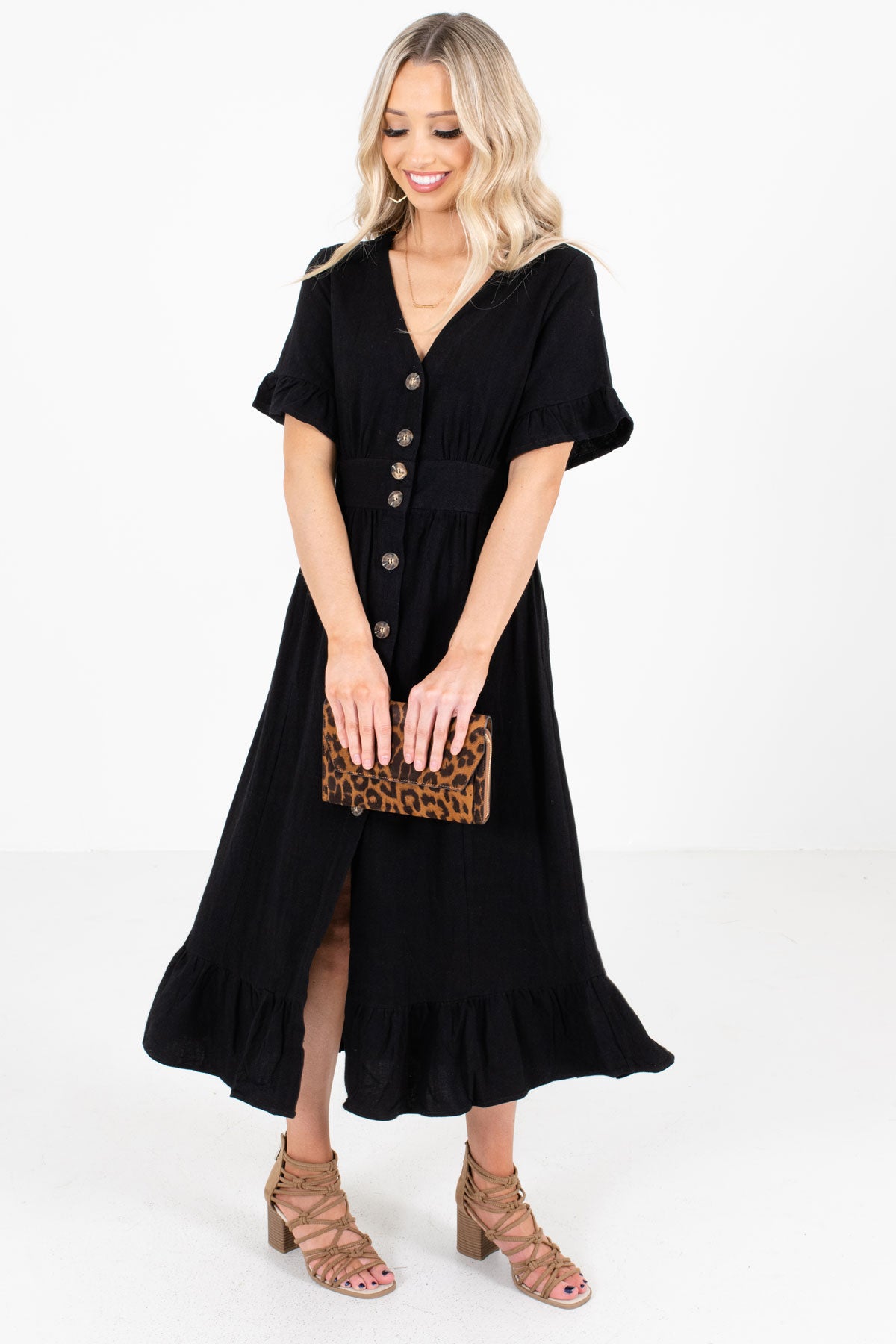 Headed Downtown Black Midi Dress | Boutique Dresses for Women - Bella ...