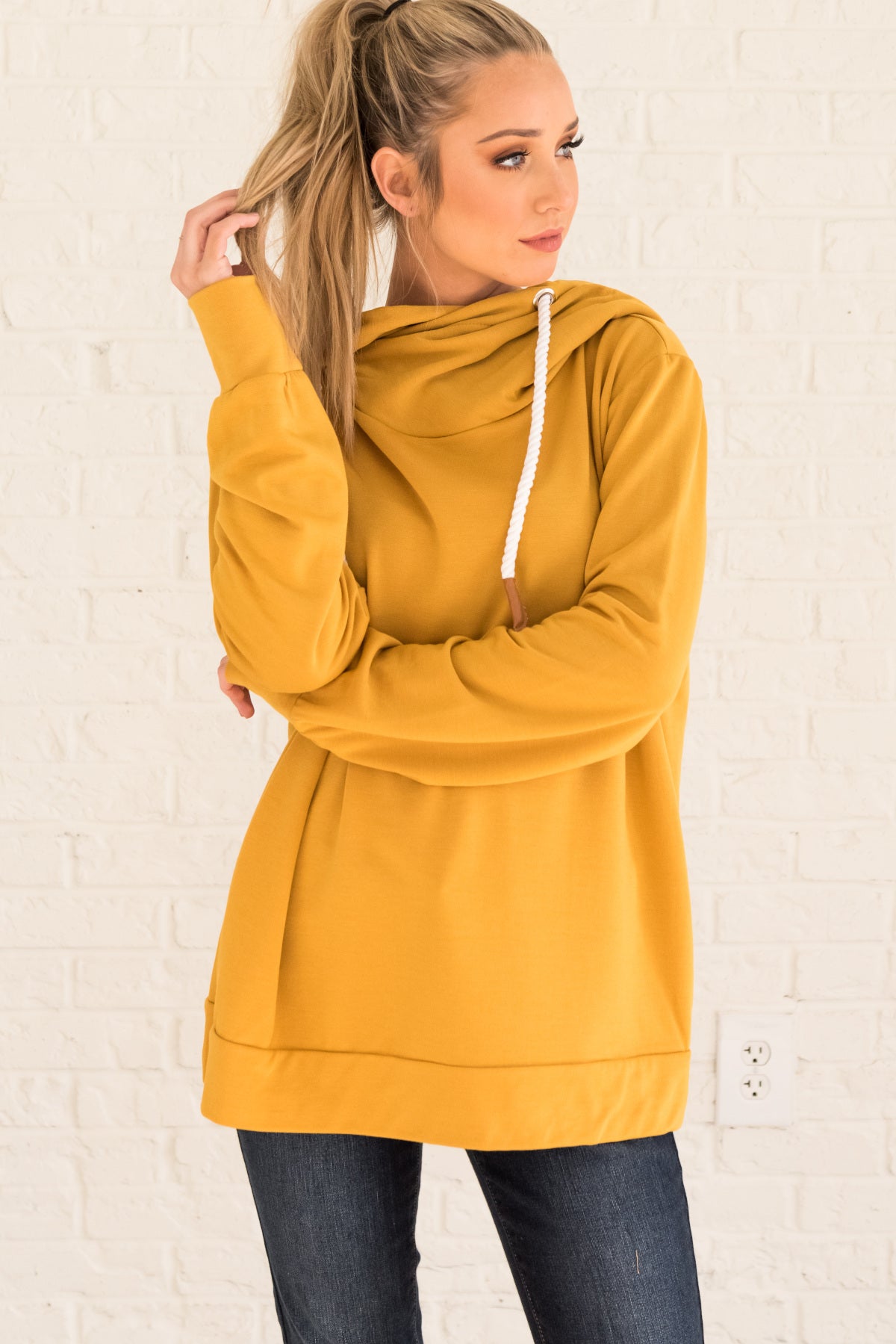 mustard yellow sweatshirt women's