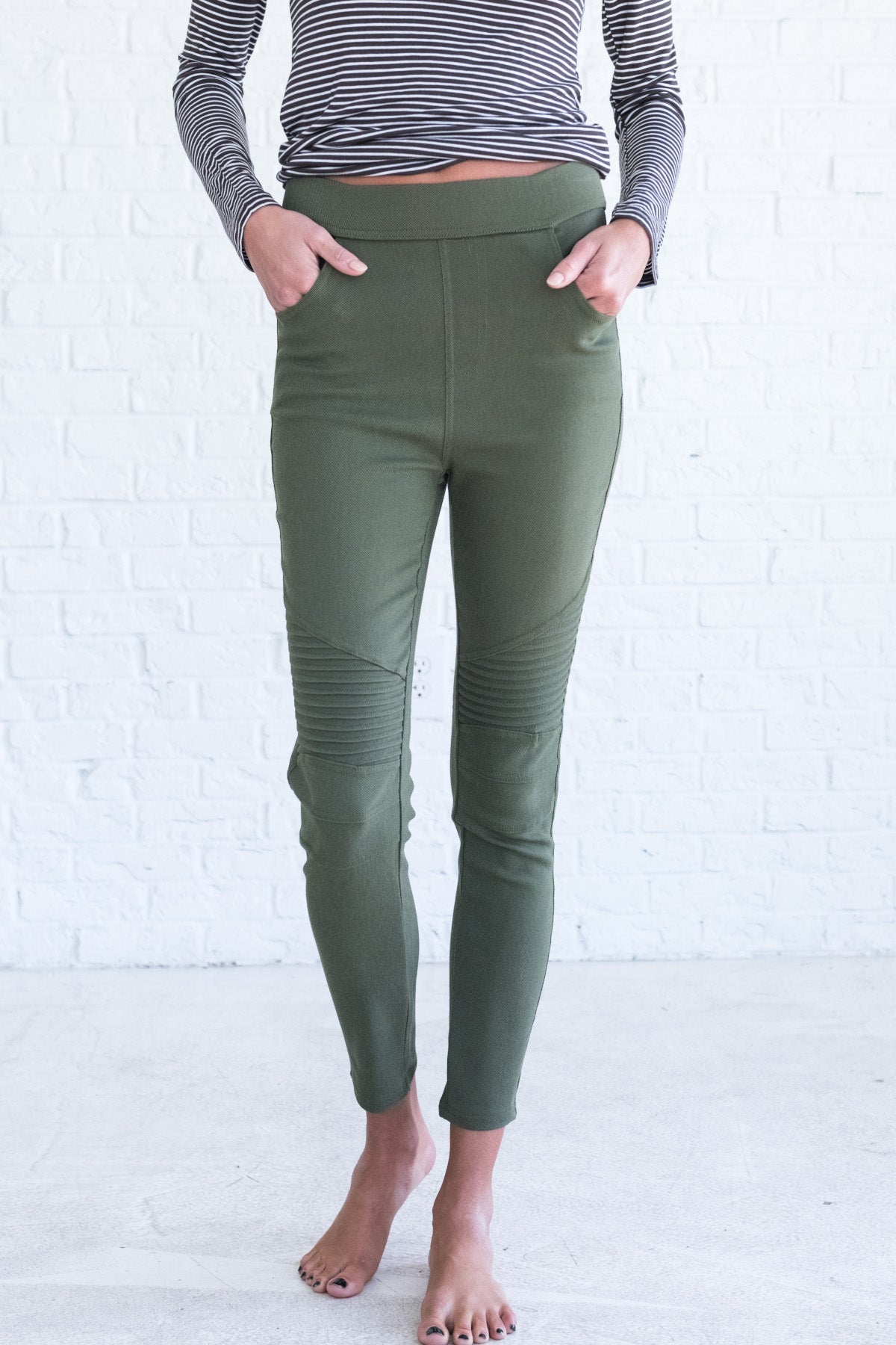 womens olive green jeggings