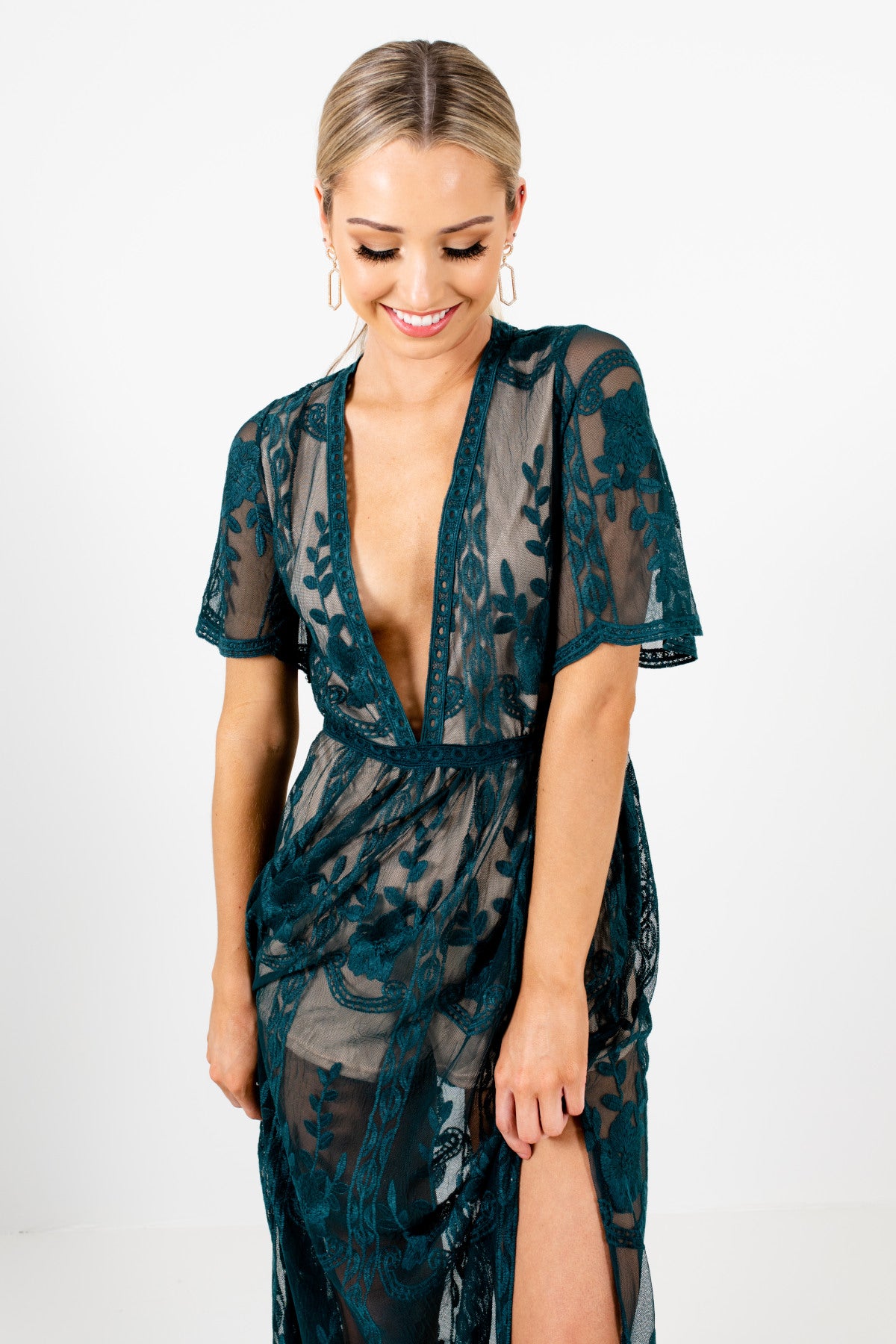 lace overlay maxi romper