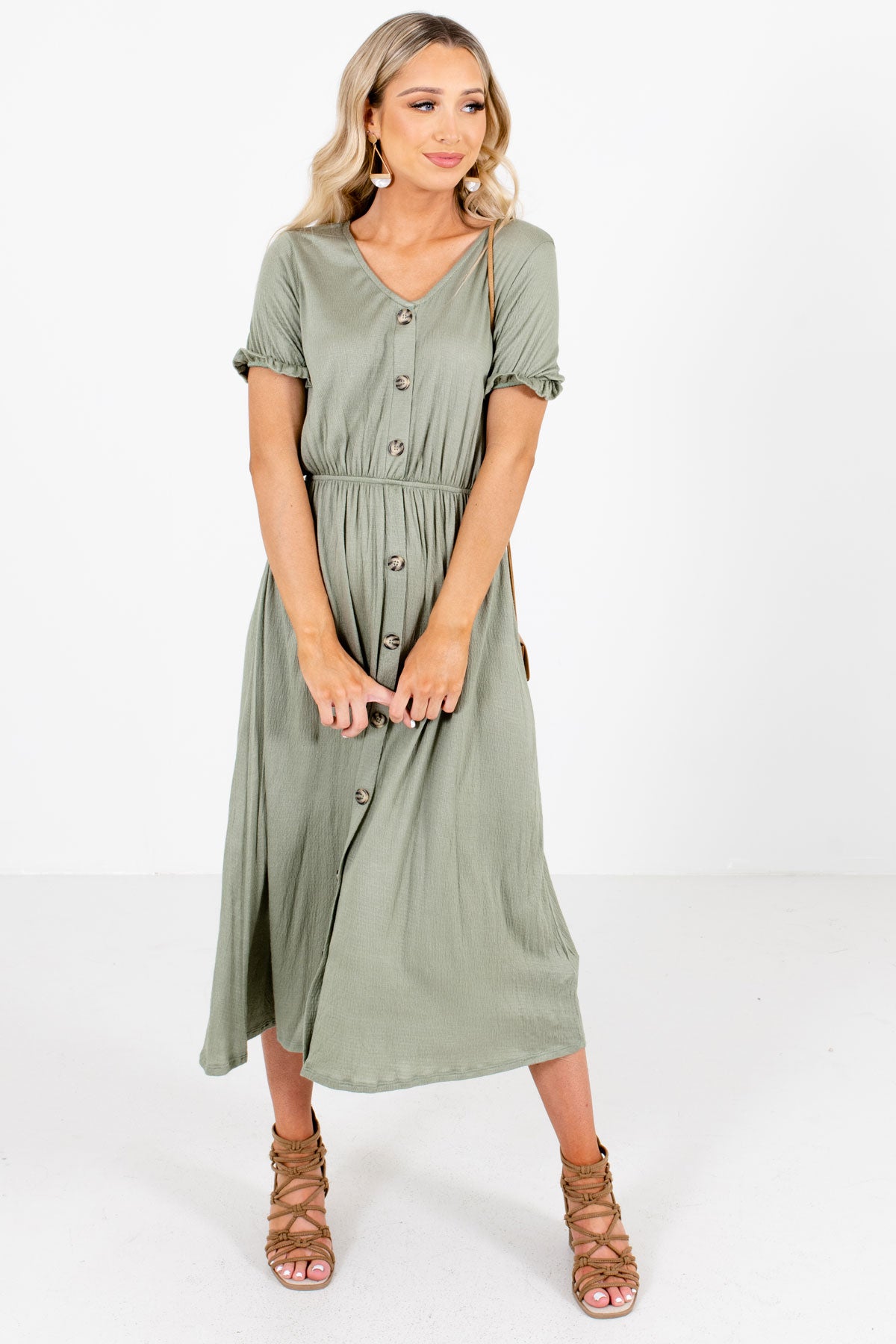 olive green midi dress