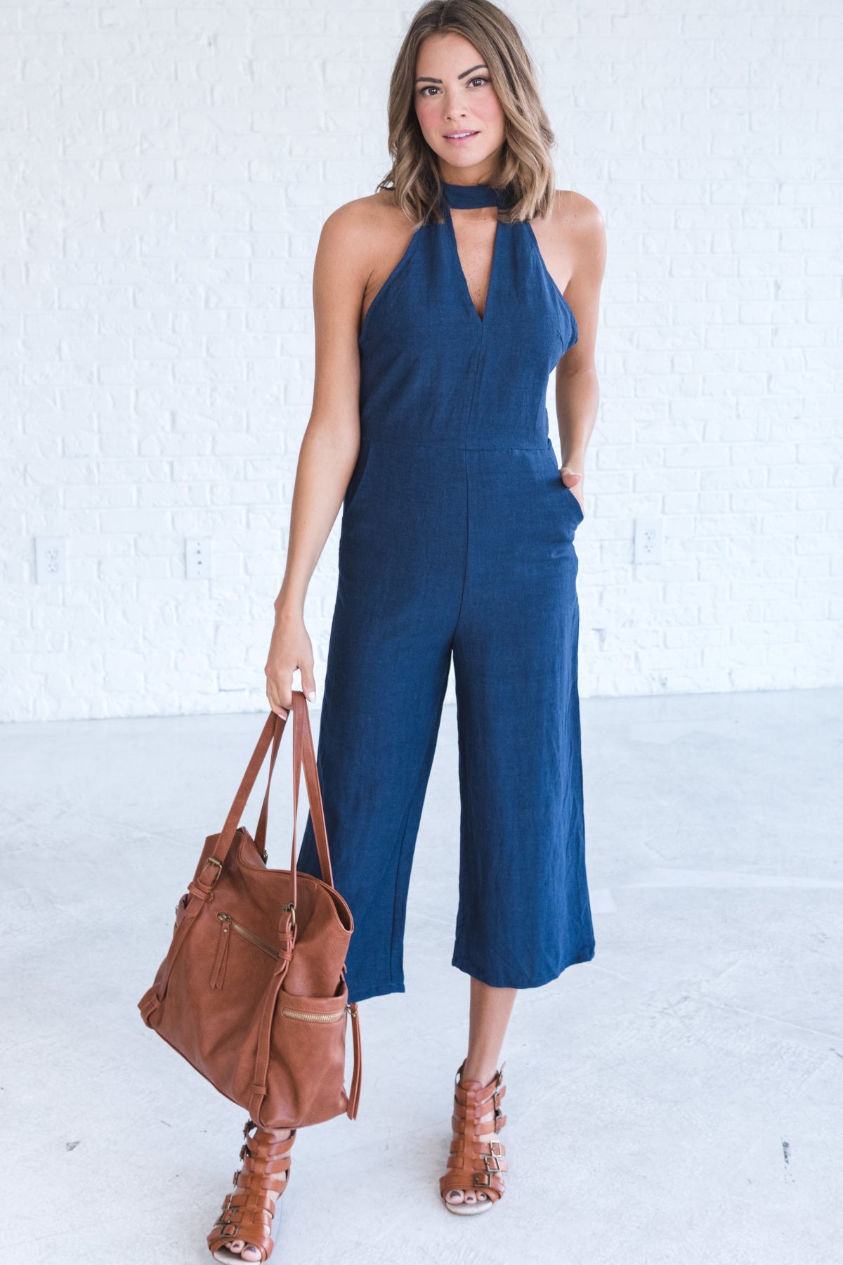 blue dressy jumpsuit