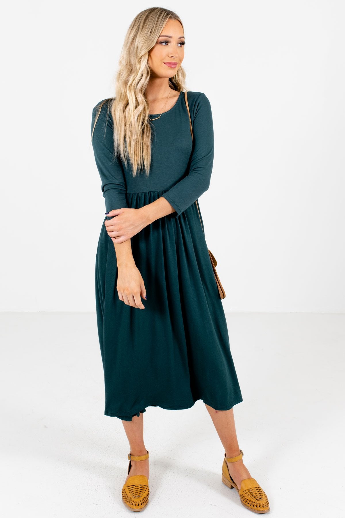 teal green midi dress