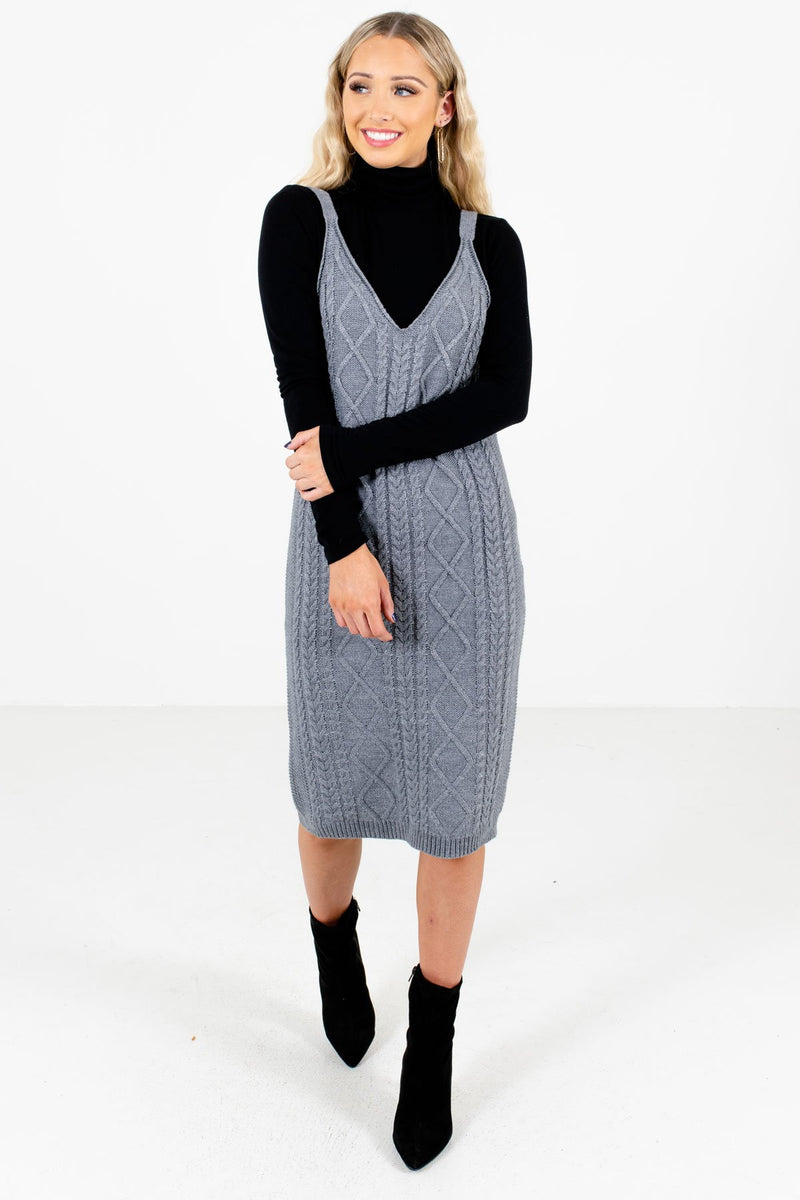 New Perspective Gray Knee-Length Dress | Boutique Dresses - Bella Ella ...