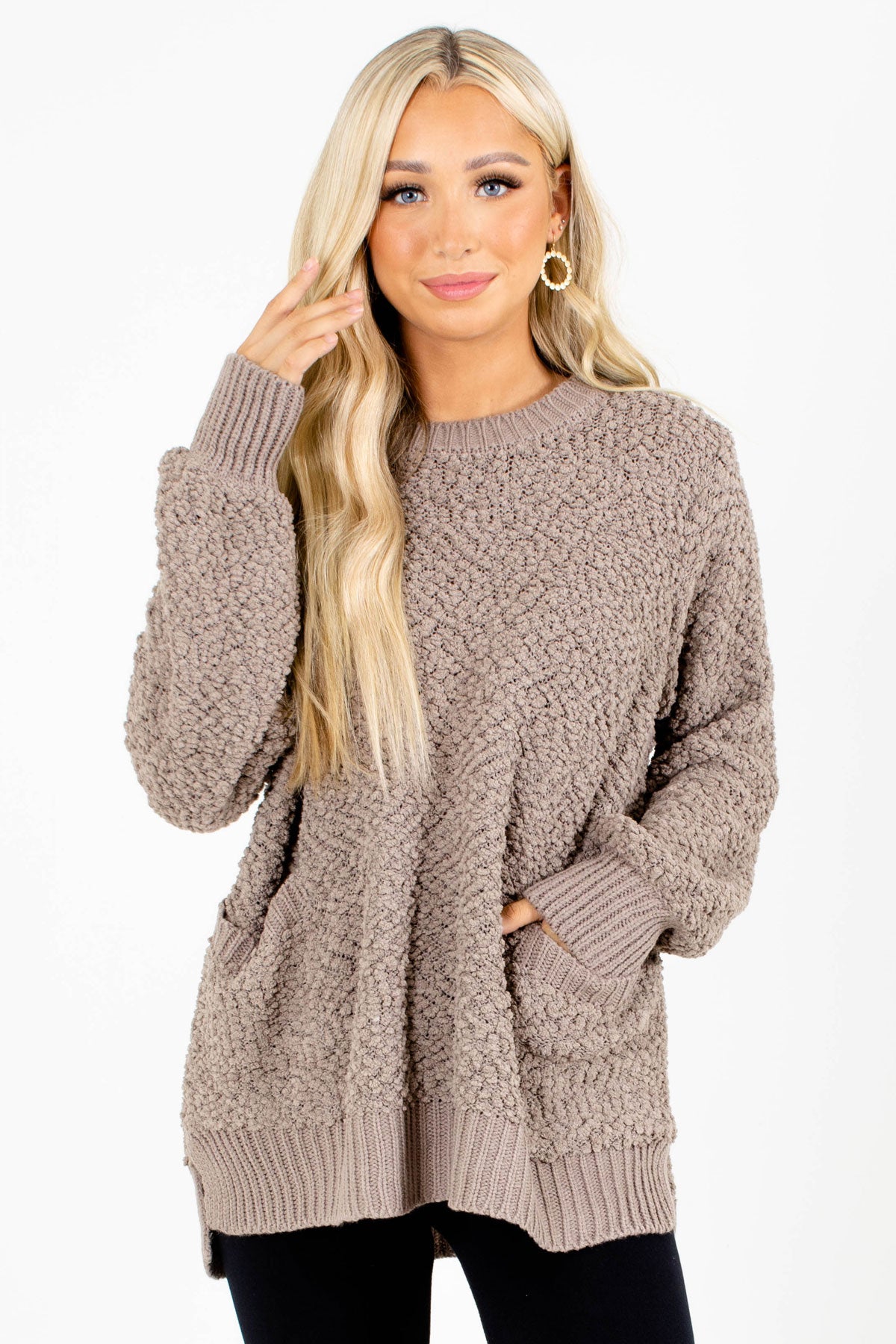 Open Arms Popcorn Knit Sweater Boutique Sweaters for Women