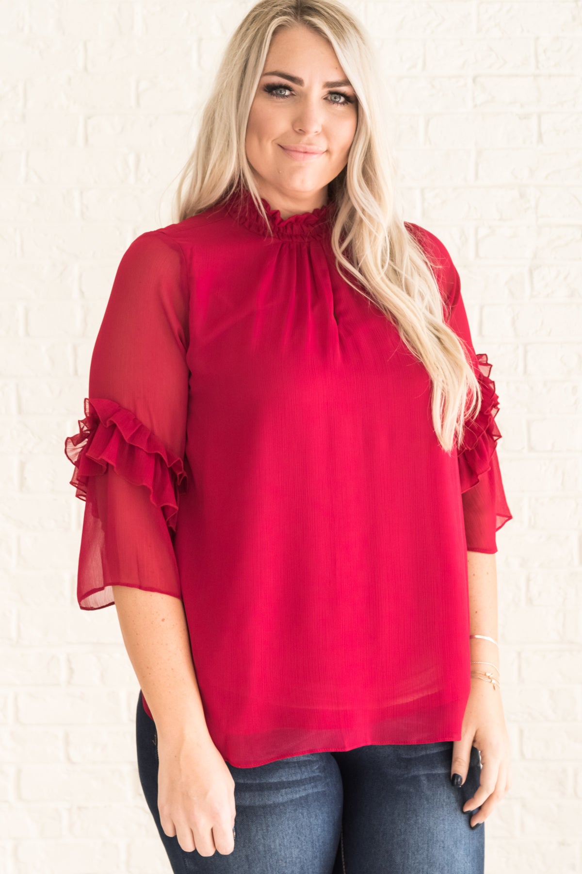 Playing Cupid Wine Red | Red Plus Size Blouses