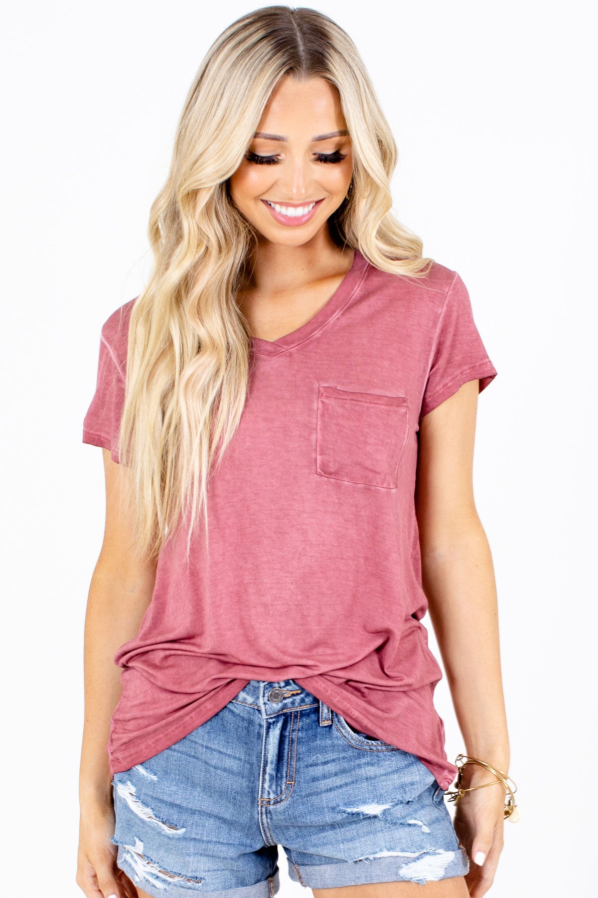 red pocket tee