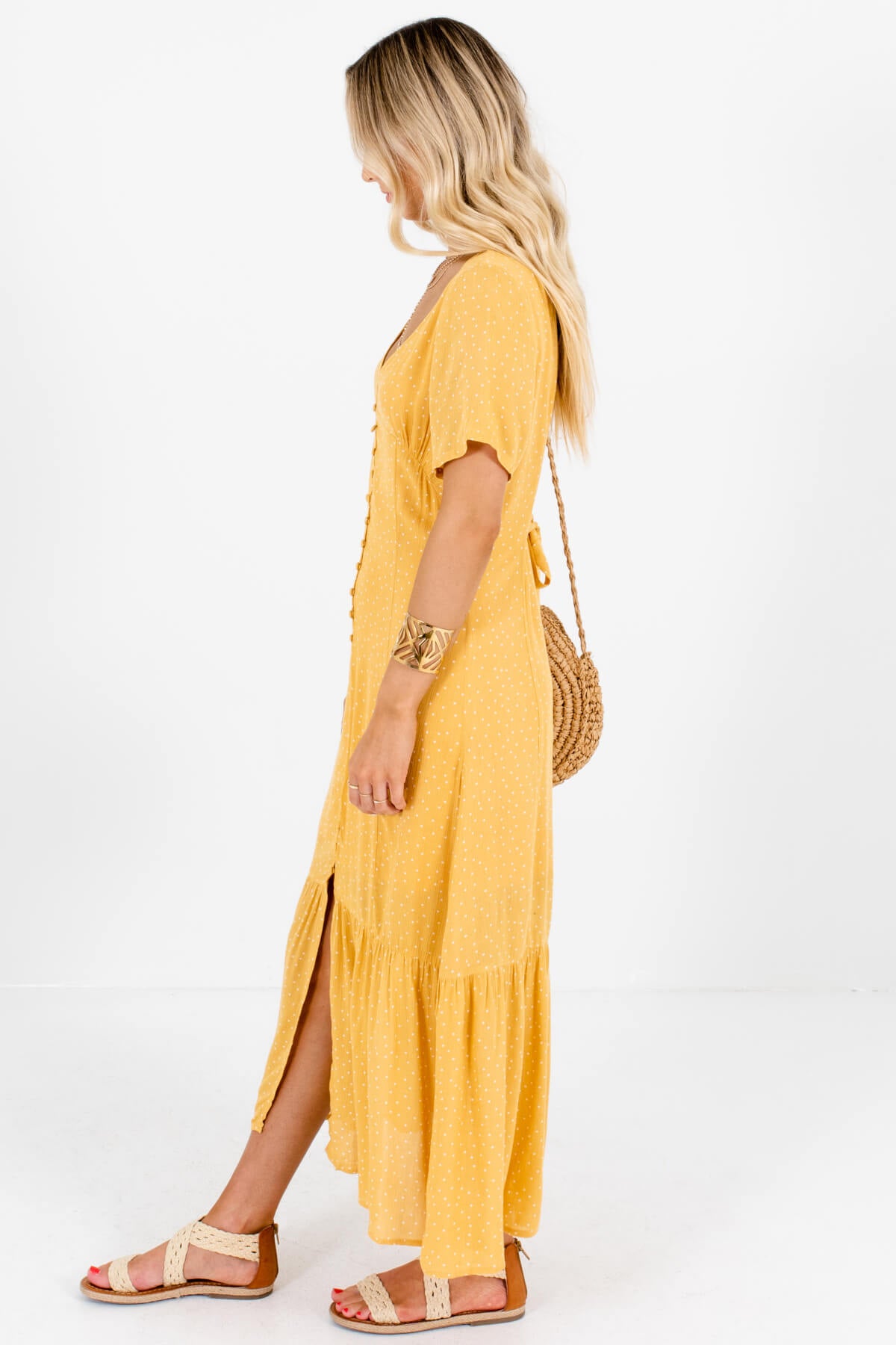 button up yellow dress