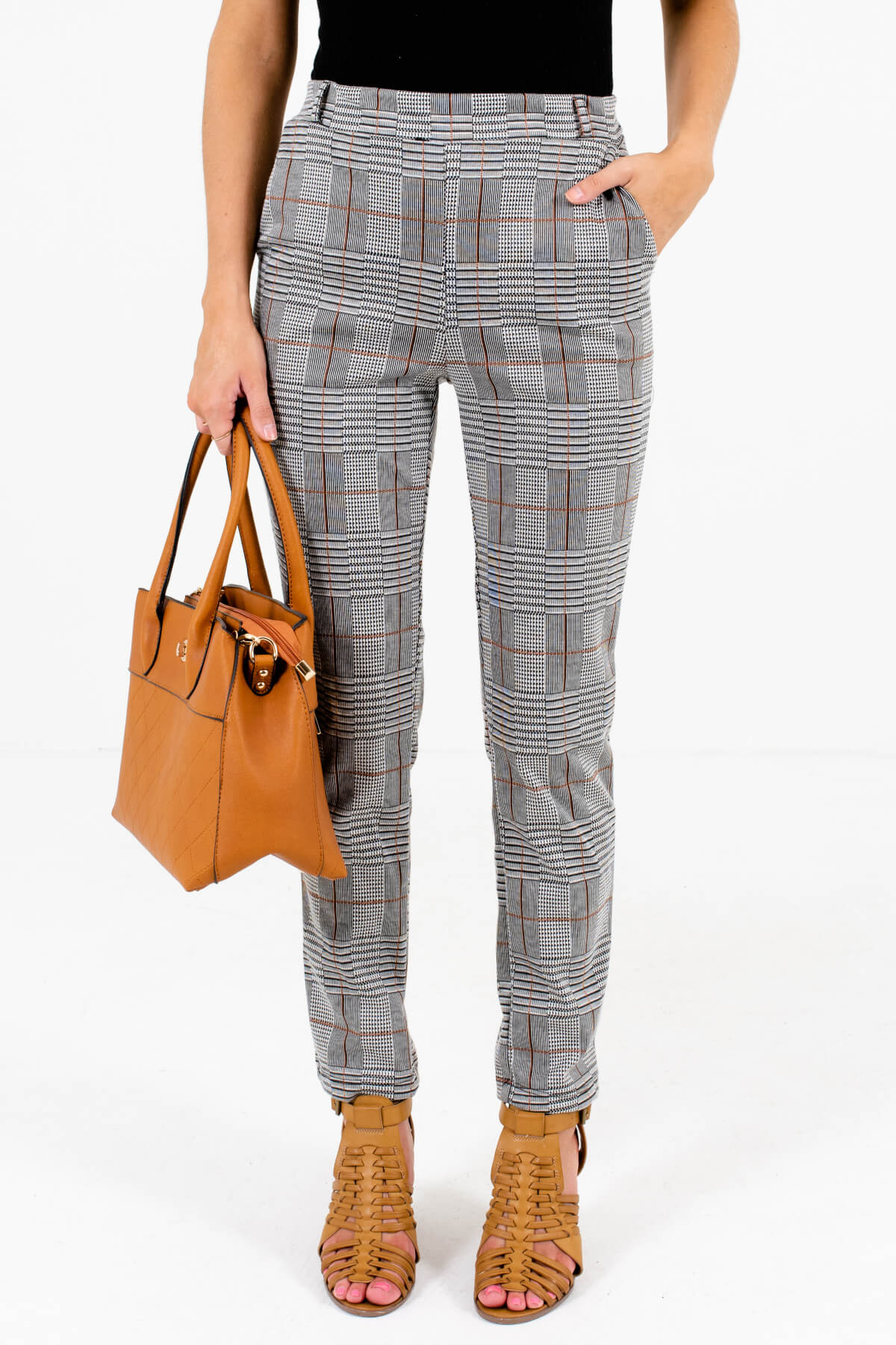 Professional Gray Plaid Pants | Boutique Plaid Pants for Women