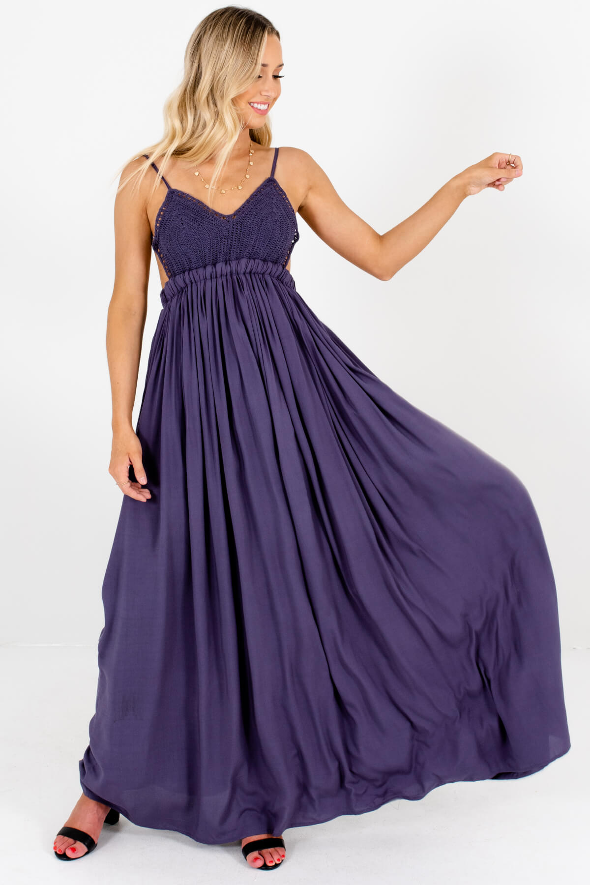 purple and blue maxi dress