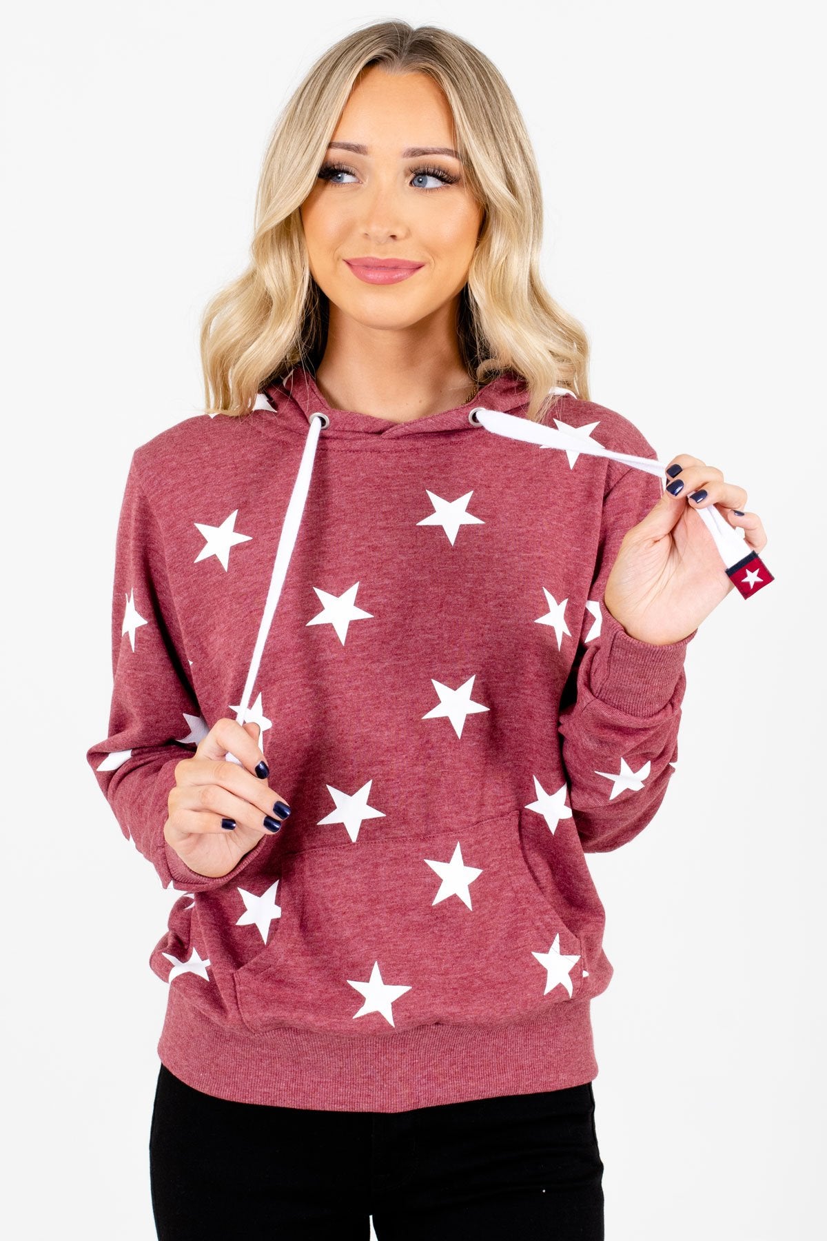 red sweatshirt with white stars