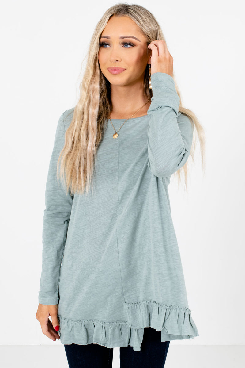 Seal the Deal Ruffle Top | Boutique Long Sleeve Tops for Women - Bella ...
