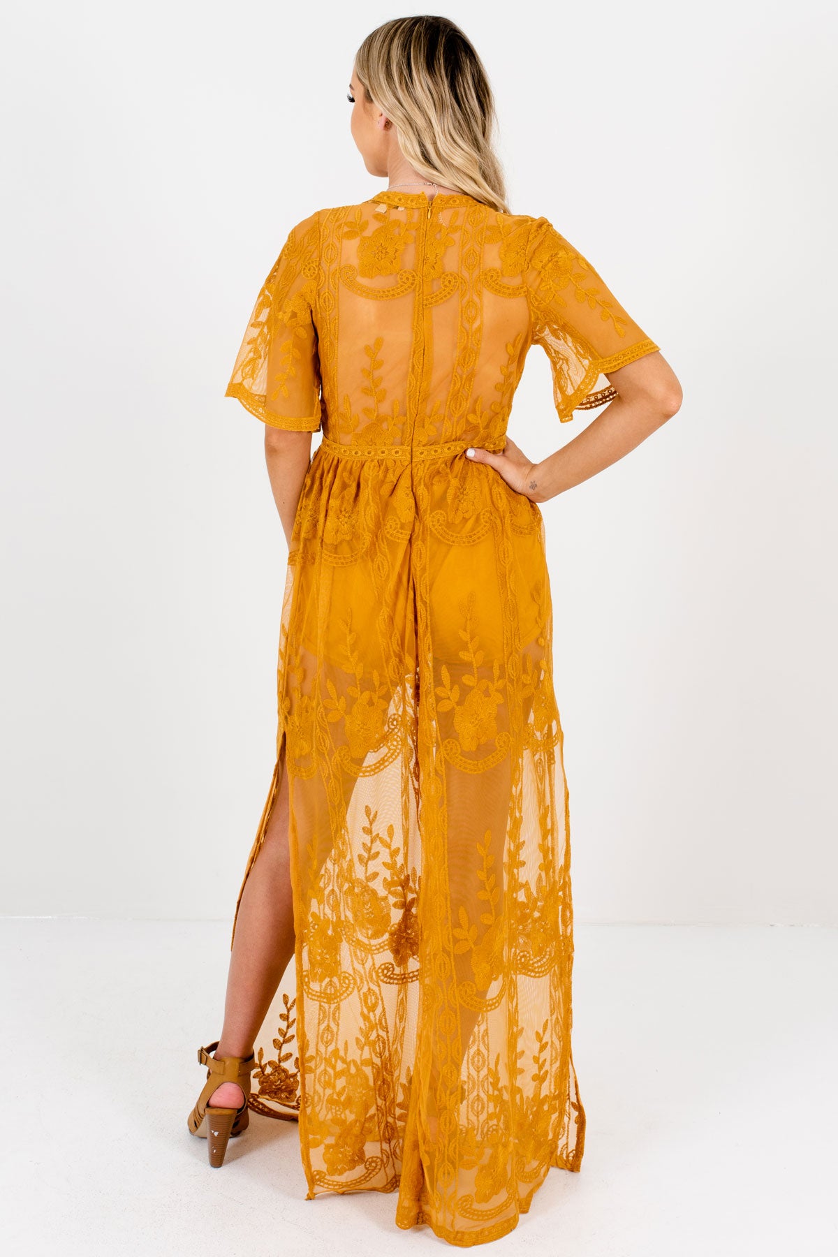 yellow lace romper dress