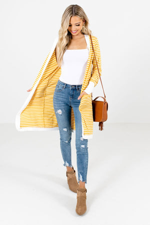 Secret to Success Yellow Striped Cardigan | Boutique Outerwear