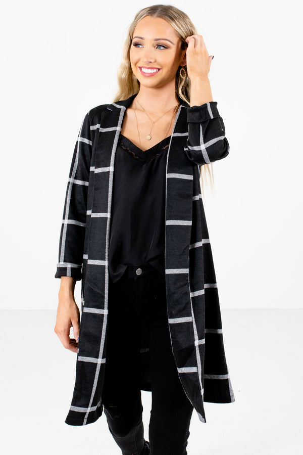 She Means Business Black Plaid Blazer | Boutique Office Wear - Bella ...