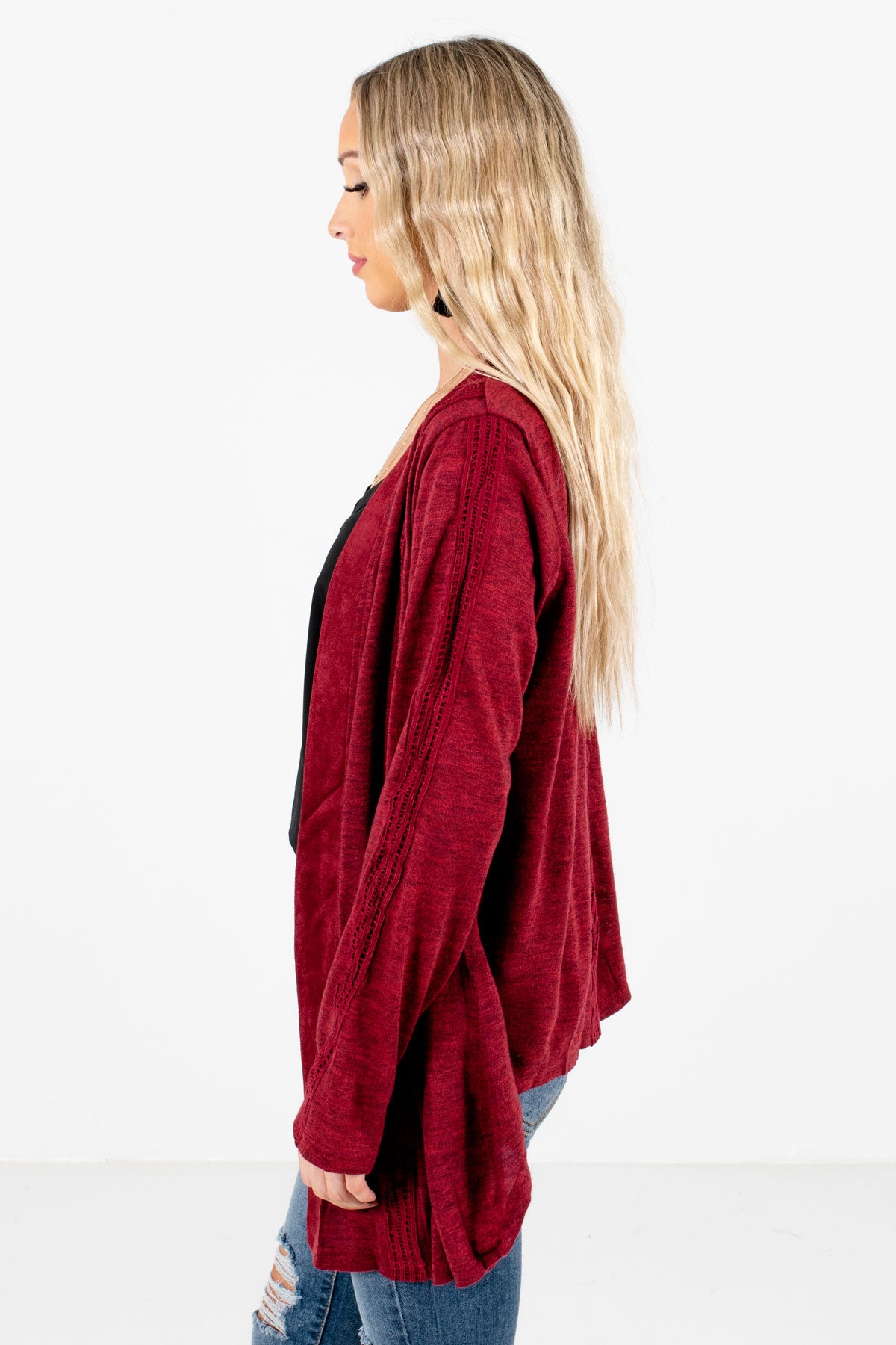 burgundy cardigan