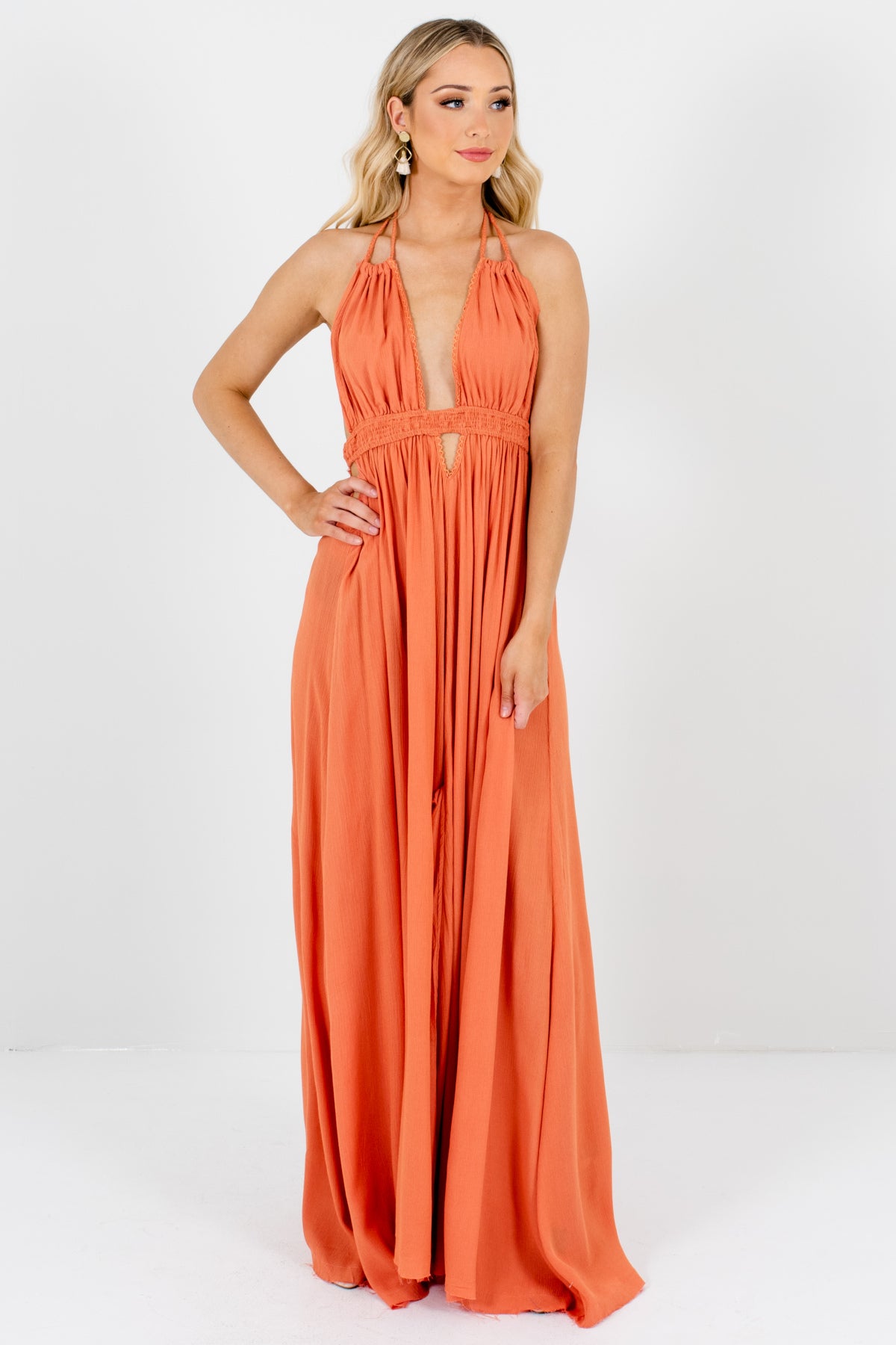 long orange maxi dress